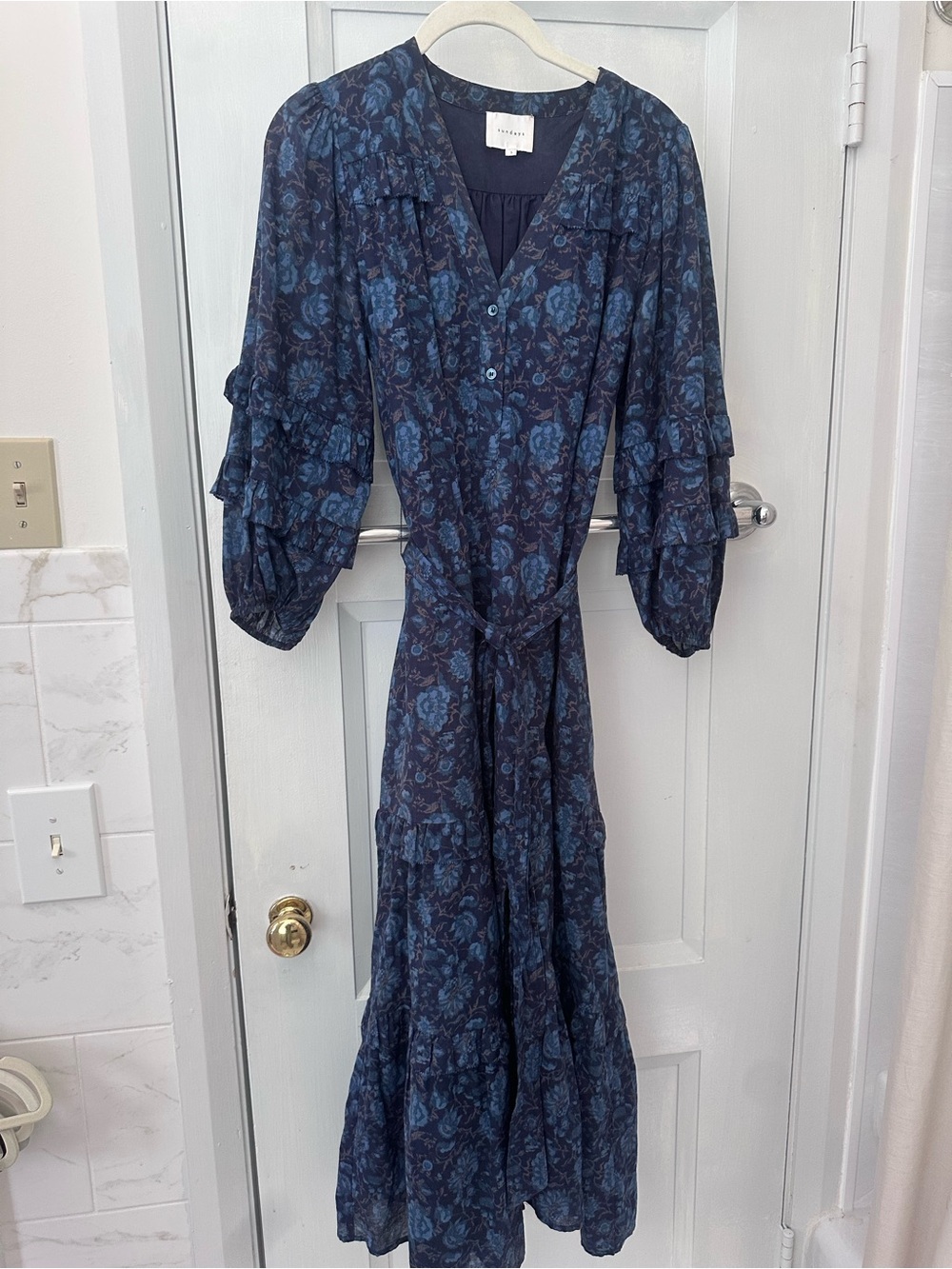 Sunday’s Women's Navy Floral Tiered Maxi Dress